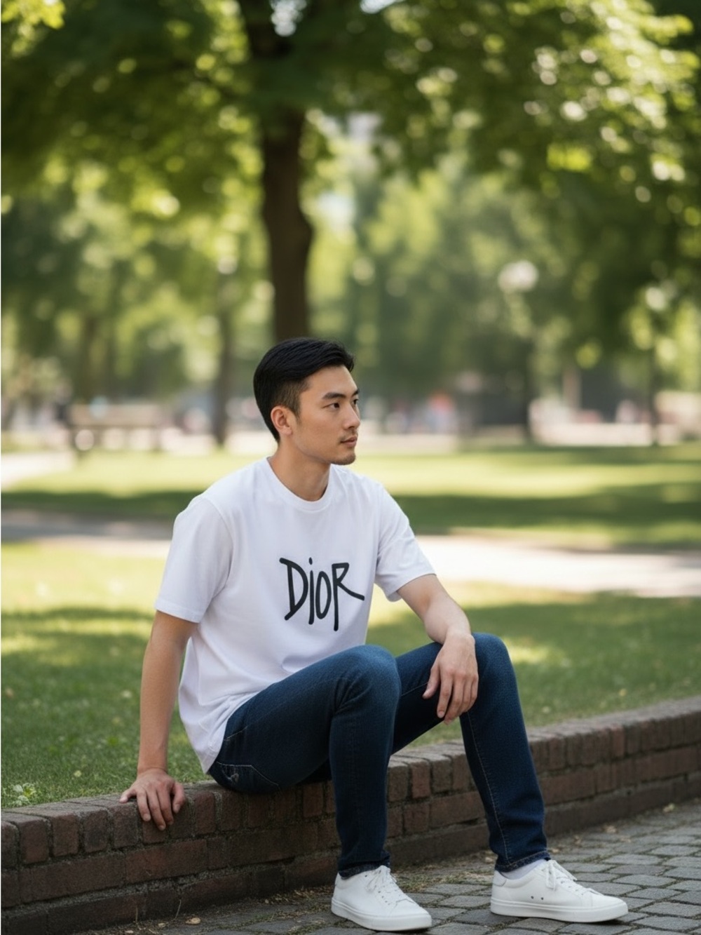 Luxury Designer Styled T Cotton Short Sleeve Mens Casual White Shirt - Picture 2 of 4